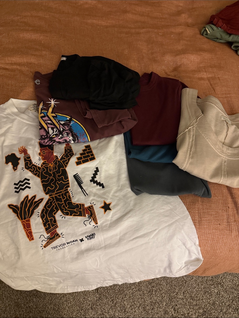 Bundle of graphic shirts, old navy snug fit ribbed shirts, pilcro and Amazon